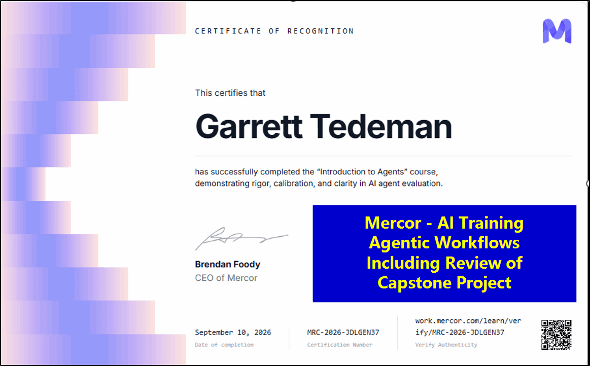 Mercor certificate of recognition for Introduction to Agents